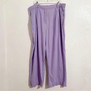 Abercrombie & Fitch Linen-Blend Tailored Ultra High Rise Wide-Leg Pant in Lilac